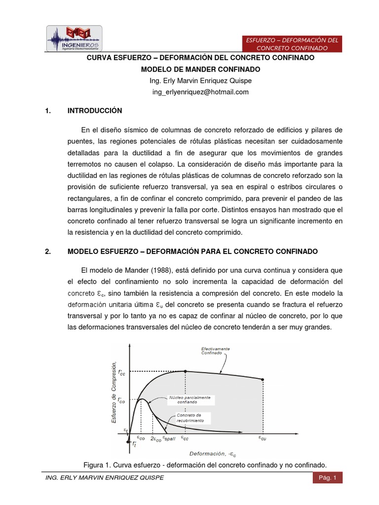 Curva Esfuerzo-Deformación Mander | PDF