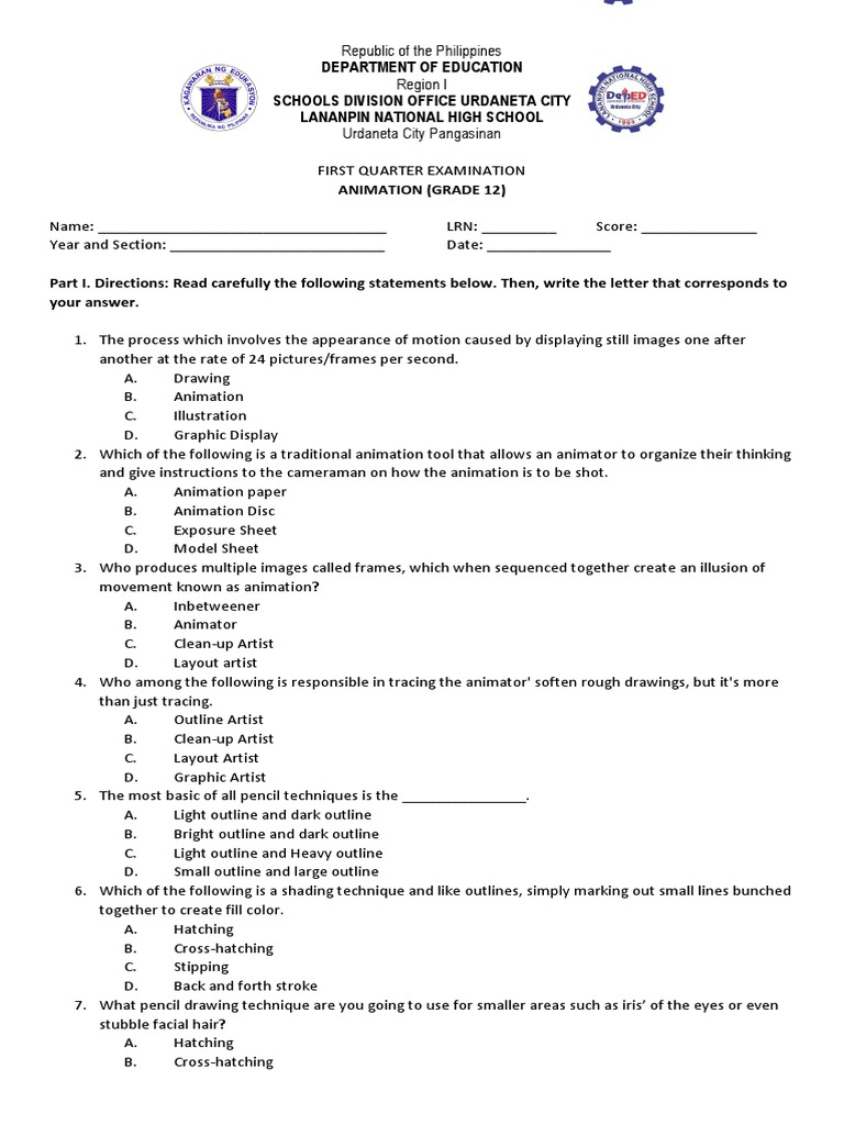 Animation Exam | PDF | Animation | Drawing