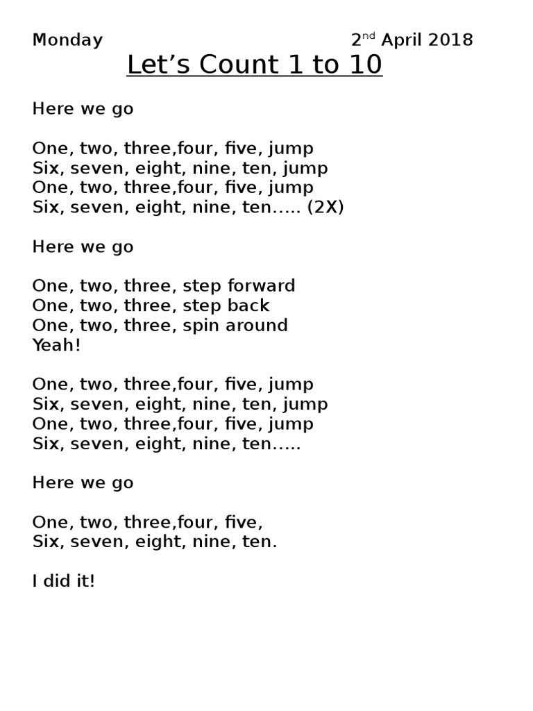 Let's Count 1-10 Lyrics | PDF