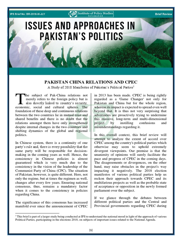 Pakistan Political Parties on CPEC 2018 | PDF | Pakistan Peoples Party ...