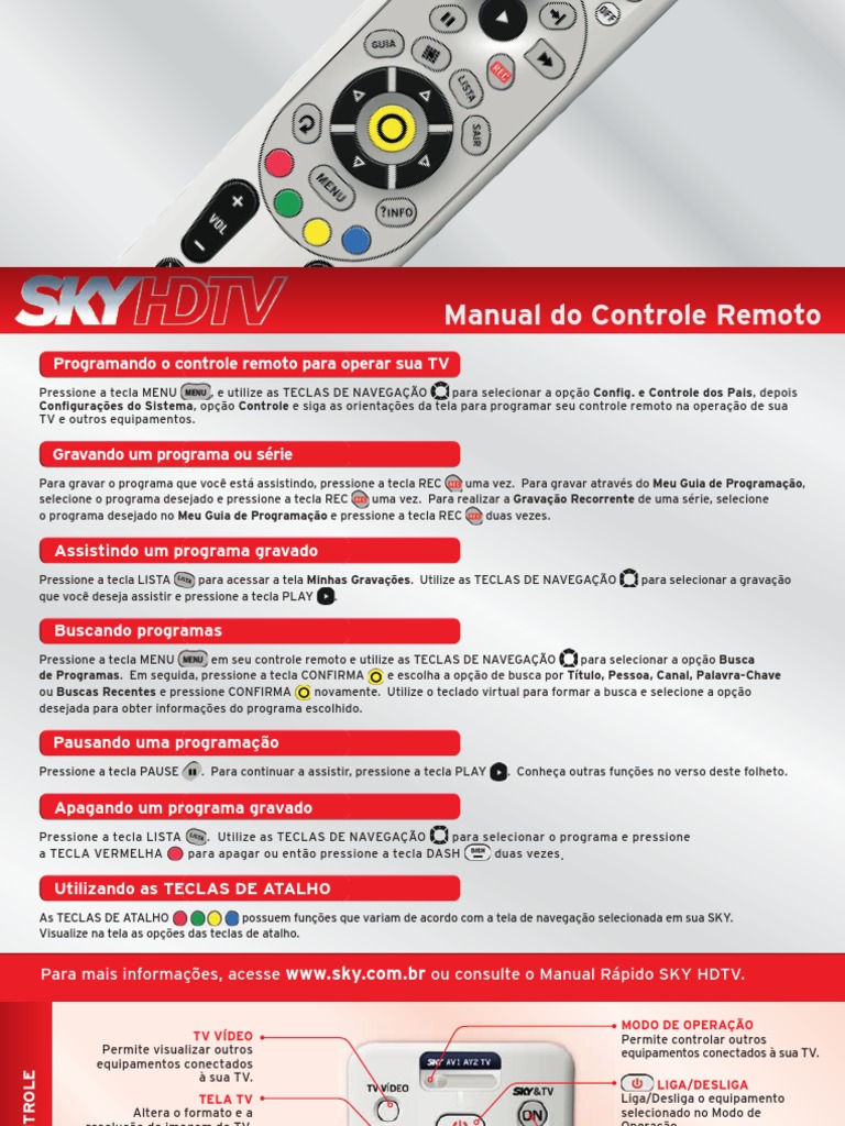Programação do Controle Remoto SKY | PDF | Atalho de teclado | Informática