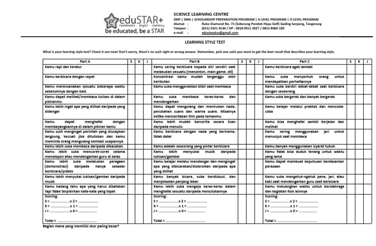 Learning Style Test | PDF