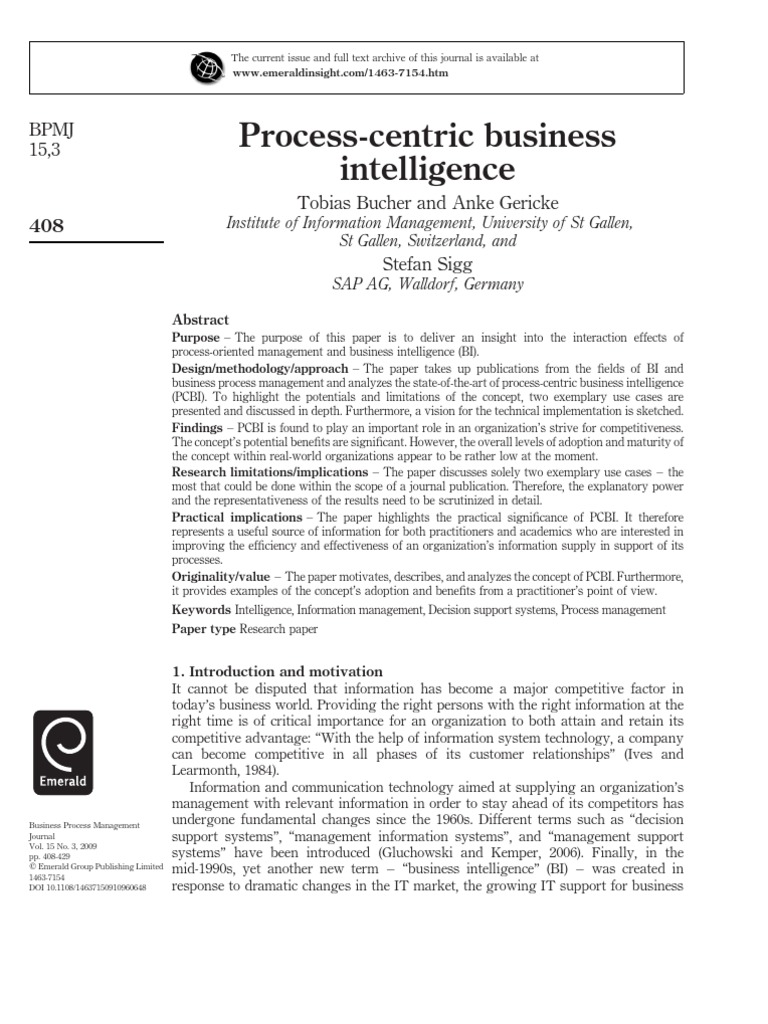 Process-Centric Business Intelligence Insights | PDF | Business ...