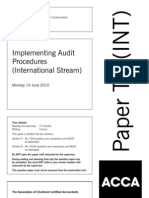 Implementing Audit Procedures (International Stream) : Monday 14 June 2010