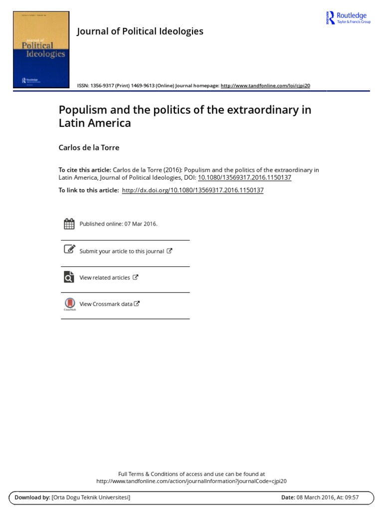 Populism and The Politics of The Extraordinary in Latin America | PDF ...
