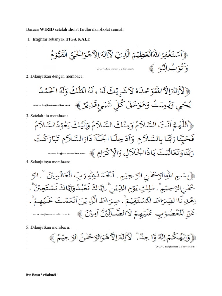 Bacaan Wirid Setelah Sholat Fardhu Dan Sholat Sunnah Pdf