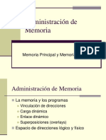 Administración de Memoria: Memoria Principal y Memoria Virtual