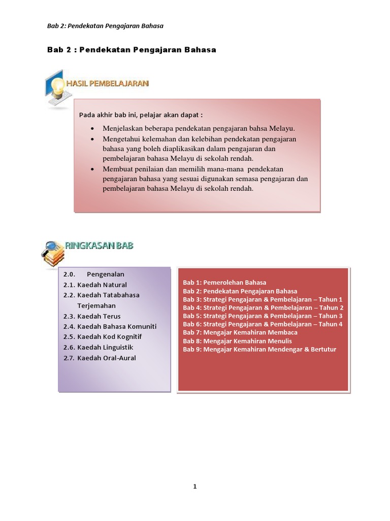 Bab 2 Pendekatan Bahasa Melayu Pdf Pdf