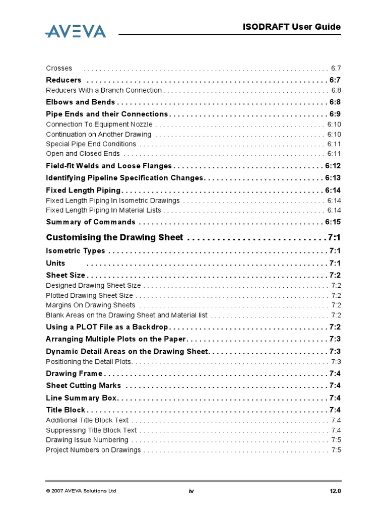 ISODRAFT User Guide: © 2007 AVEVA Solutions LTD | PDF | Pipe (Fluid ...