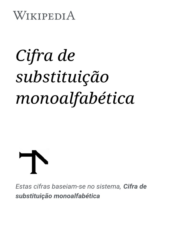 Cifra de substituição – Wikipédia, a enciclopédia livre