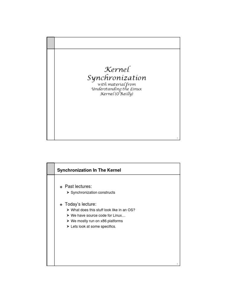 Linux Kernel Synchronization Primitives | PDF | Central Processing Unit ...