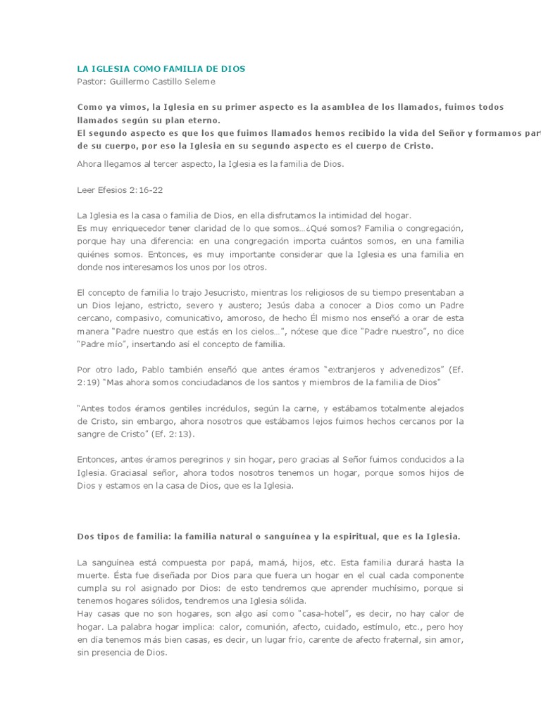 La Iglesia Como Familia de Dios | PDF | Dios en el cristianismo ...