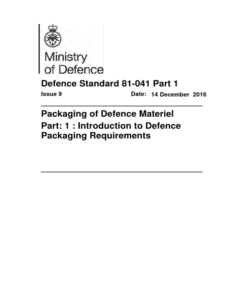 Defence Standard 81 - 041 - Packaging Material | PDF | Packaging And ...