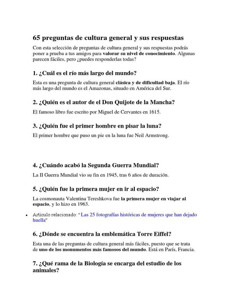 Preguntas De Cultura General
