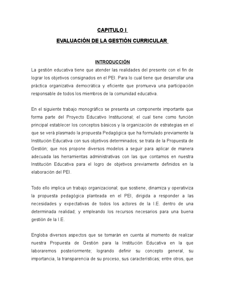 Evaluación de la Gestión Curricular Educativa | PDF | Planificación ...