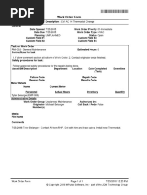 Work Order Form