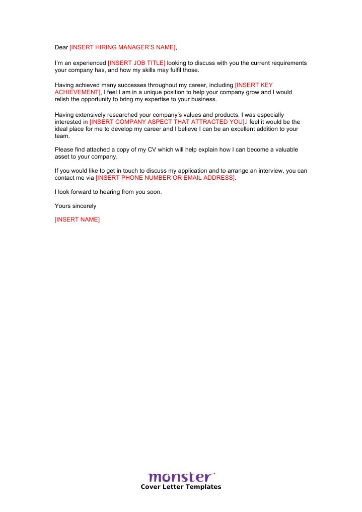 Cover Letter Template Prospective Application IE | PDF