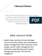 Sabar Menurut Bahasa