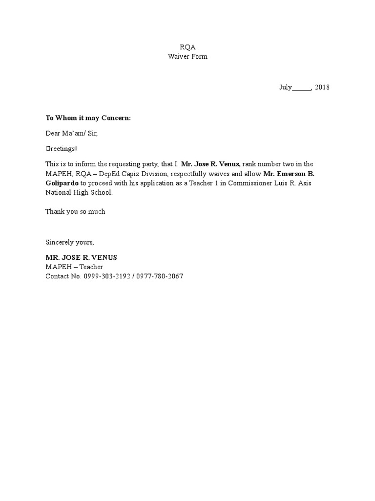 Waiver Form | PDF