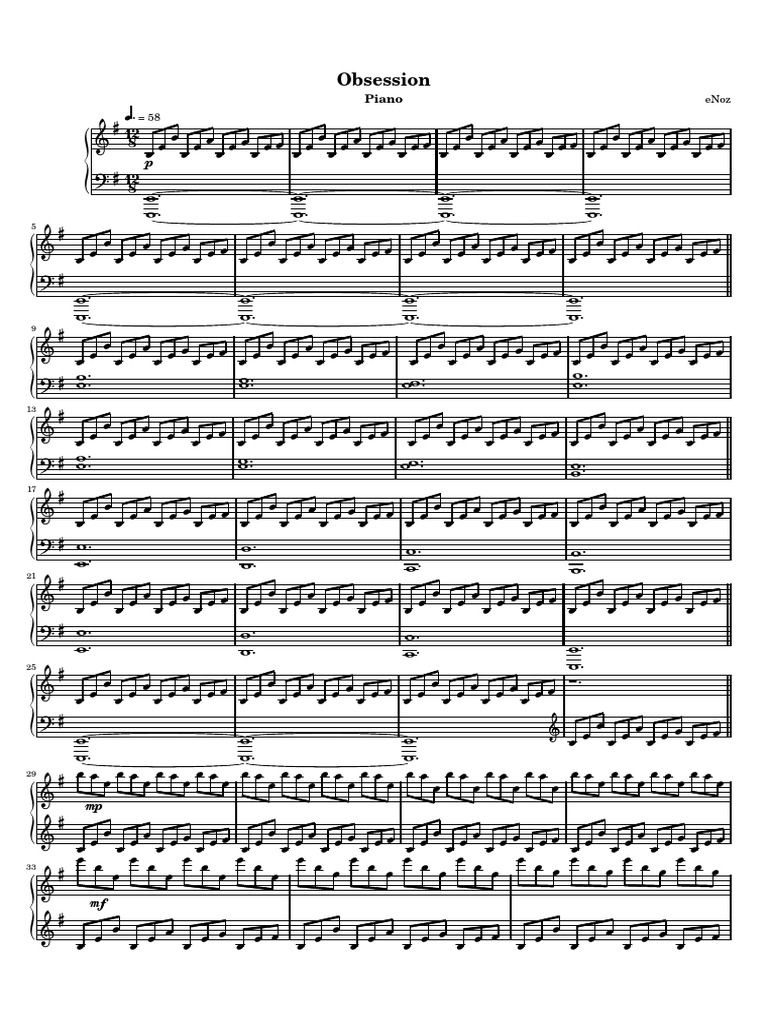Obsession Piano Sheet Music | PDF