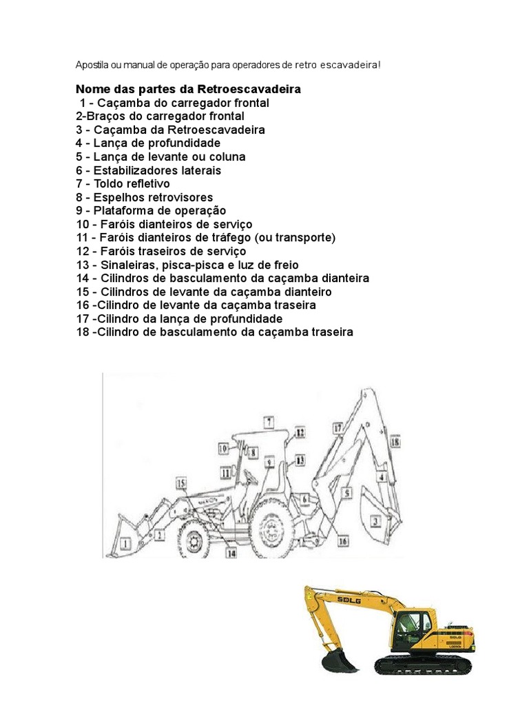 Apostila Ou Manual de Operação para Operadores de Retro Escavadeira | PDF