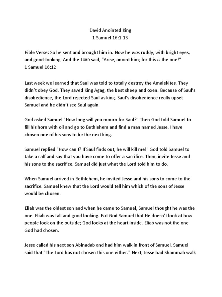 David Anointed King: God's Choice Revealed | PDF | Samuel | Saul