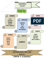 Jadwal Piket Kelas VIII-D SMPN 5 Subang