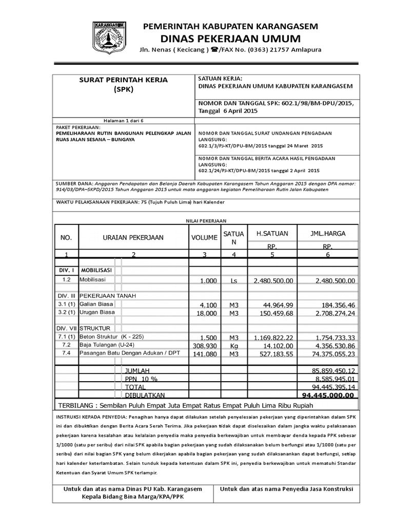 Contoh SPK | PDF