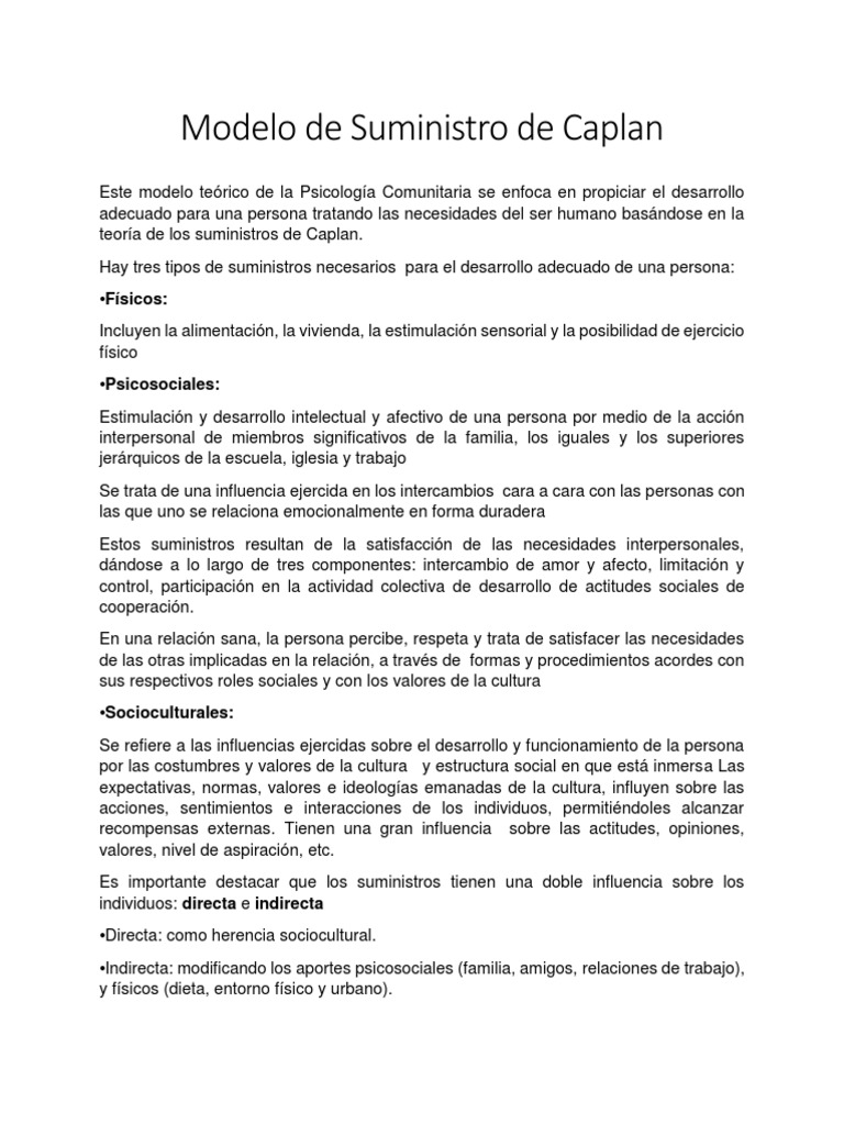 Modelo de Suministro de Caplan | PDF | Sicología | Realidad
