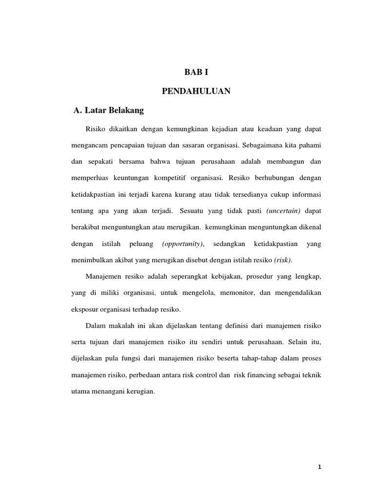 Makalah Manajemen Risiko