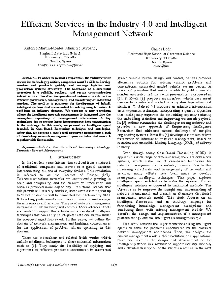 Efficient Services in The Industry 40 and Intellig | PDF | Internet Of ...