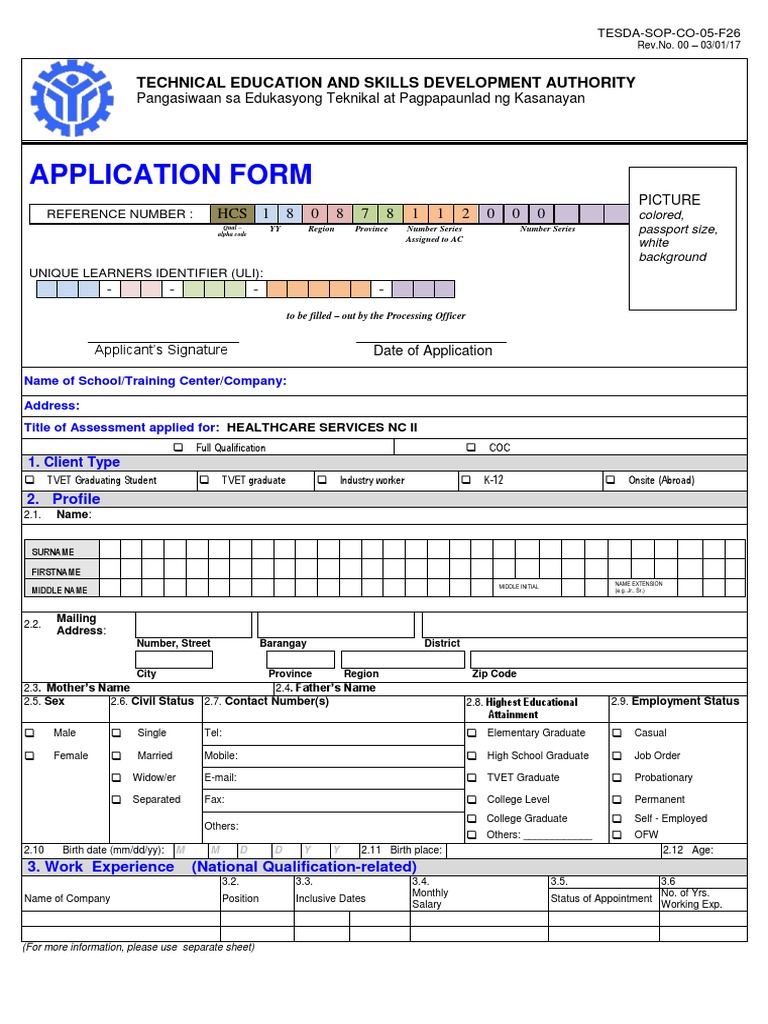 Application Form Hcs Assessment PDF Behavior Modification
