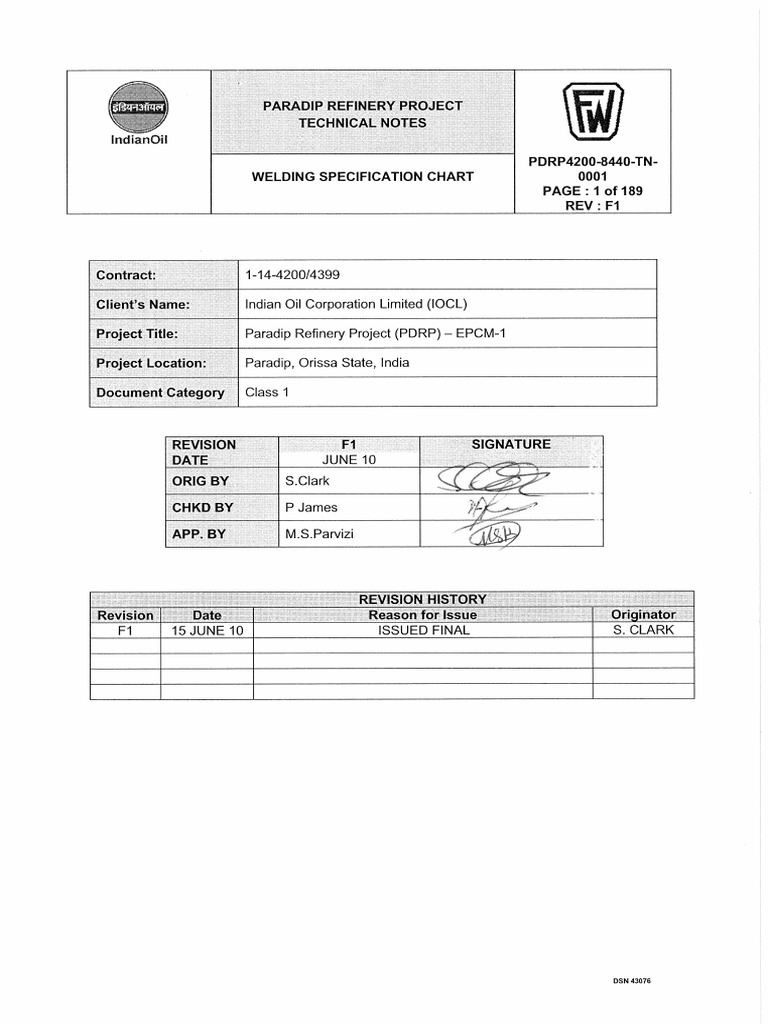 Welding Specification Chart | PDF | Welding | Construction