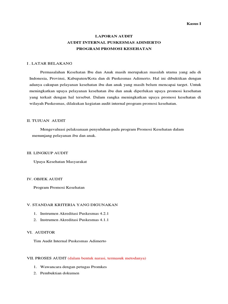 Contoh Laporan Audit Interna | PDF