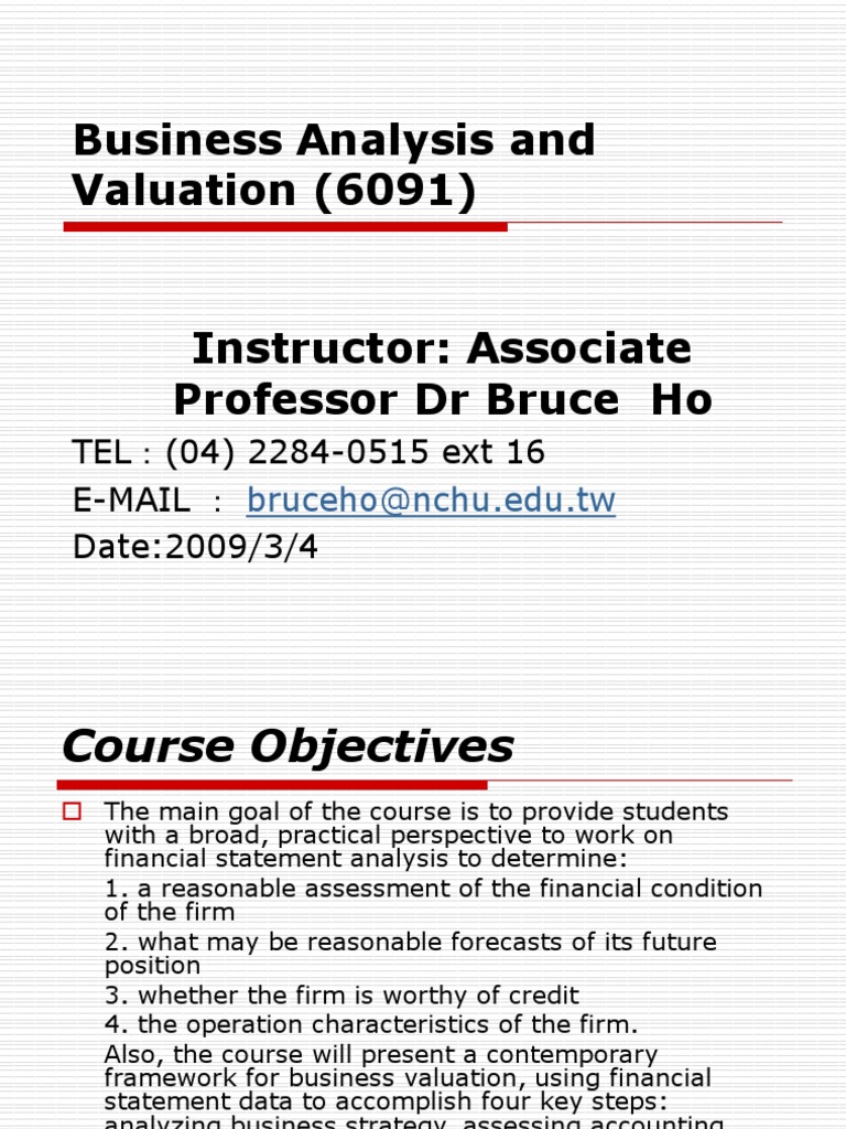 Business Analysis & Valuation Course Overview | PDF | Financial ...