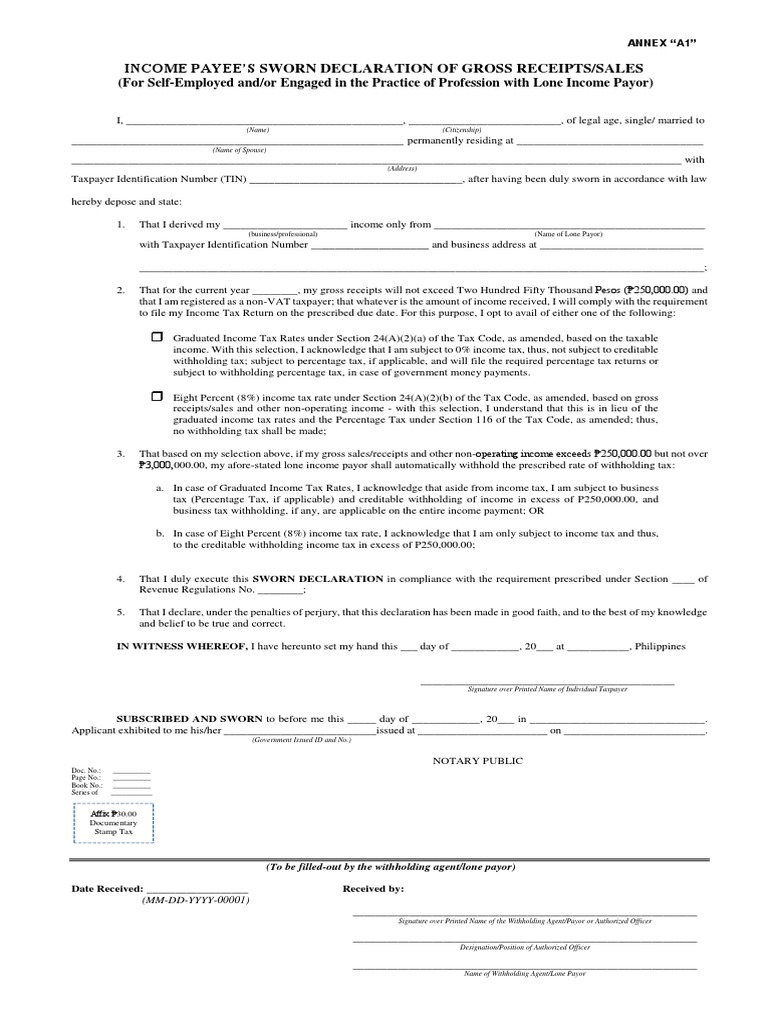 Annex A-1 of RMC 51-2018 | PDF | Income Tax | Withholding Tax