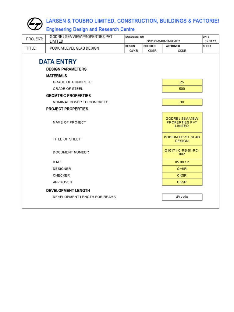 Podium Level Slab Design Document | PDF | Materials | Engineering