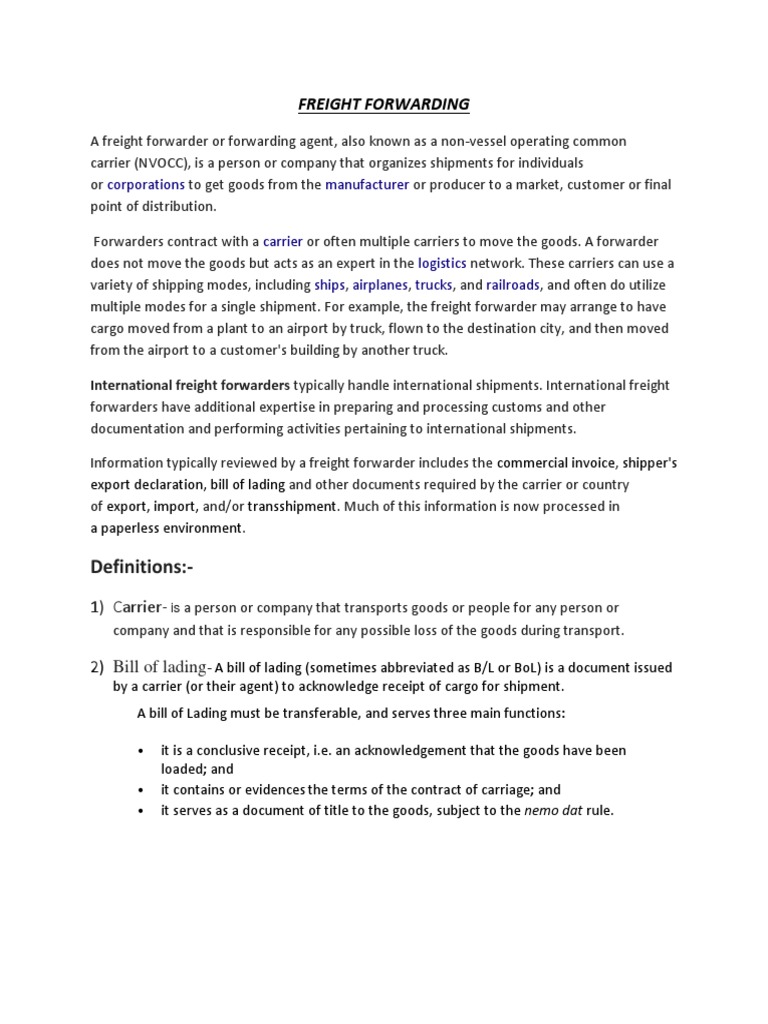 Freight Forwarding | PDF | Cargo | Freight Transport
