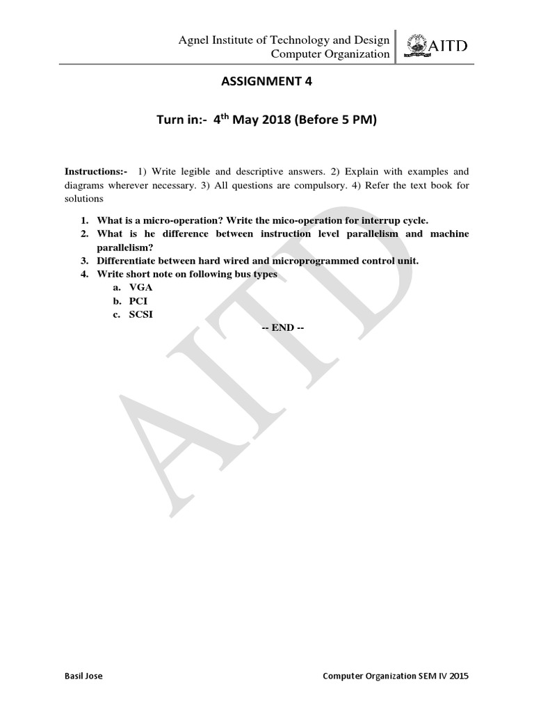 Computer Organization Assignment SEM IV | PDF