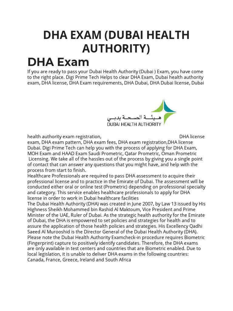 DHA Exam DHA License Exam Registration Dubai health authority exam