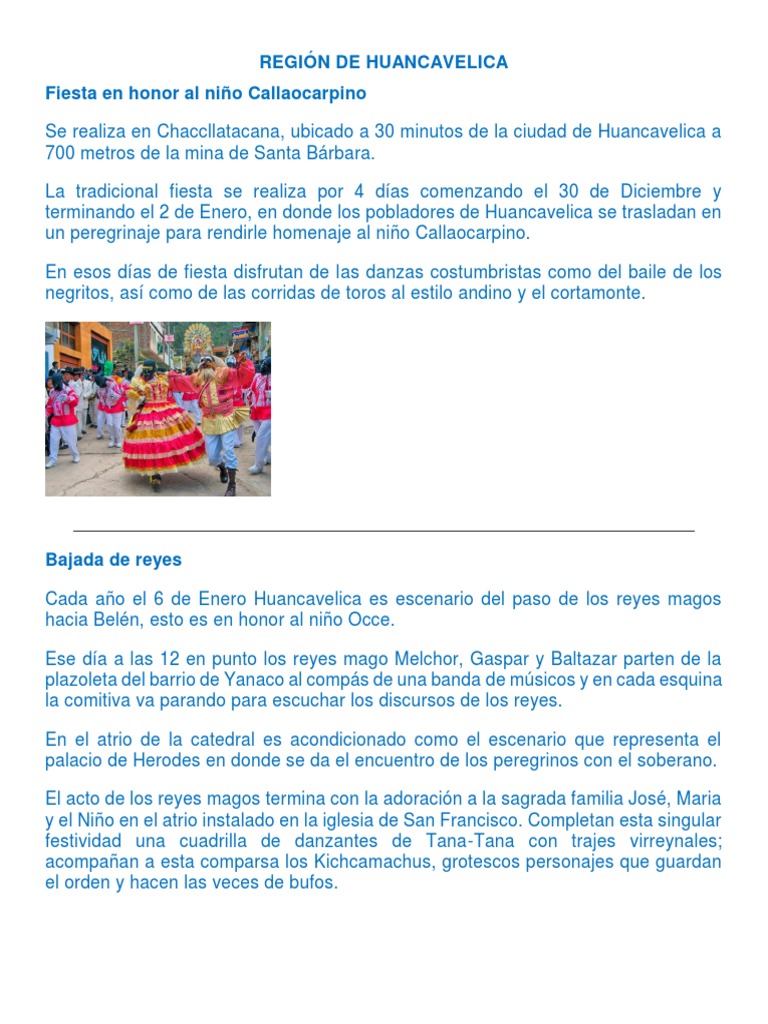 Fiestas y Costumbres de Huancavelica | PDF | Alimentos