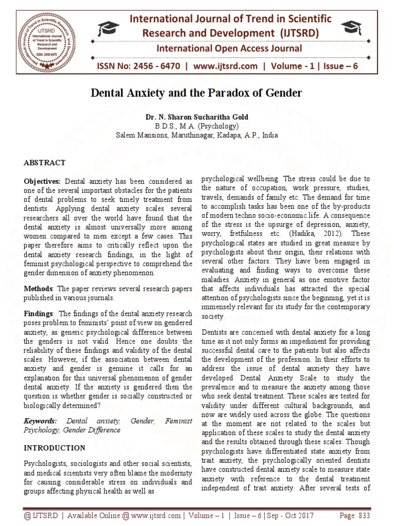 Dental anxiety research paper image