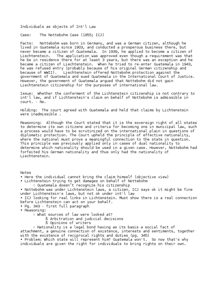 The Nottebohm Case PDF Citizenship Constitutional Law