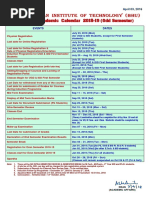 Indian Institute of Technology (Bhu) : Academic Calendar 2018-19 (Odd Semester)