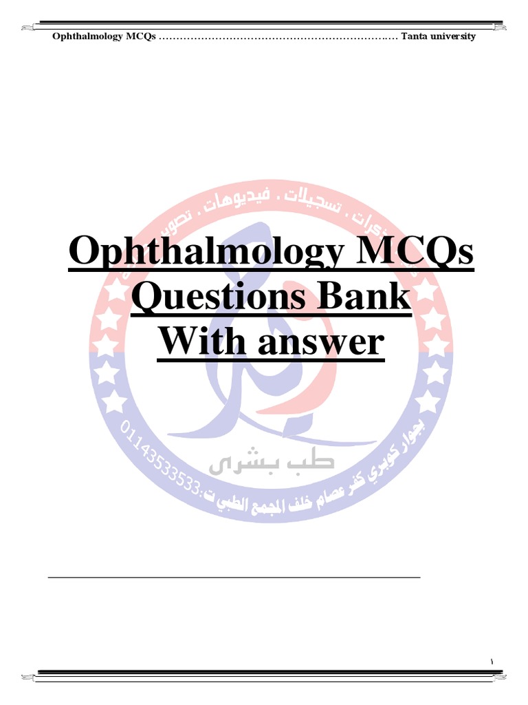 Ophthalmology MCQs Questions Bank With Answer PDF
