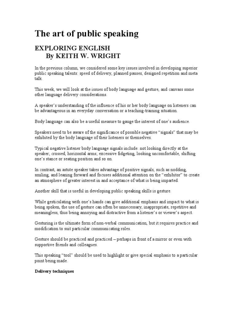 Mastering Public Speaking Skills | PDF | Gesture | Body Language