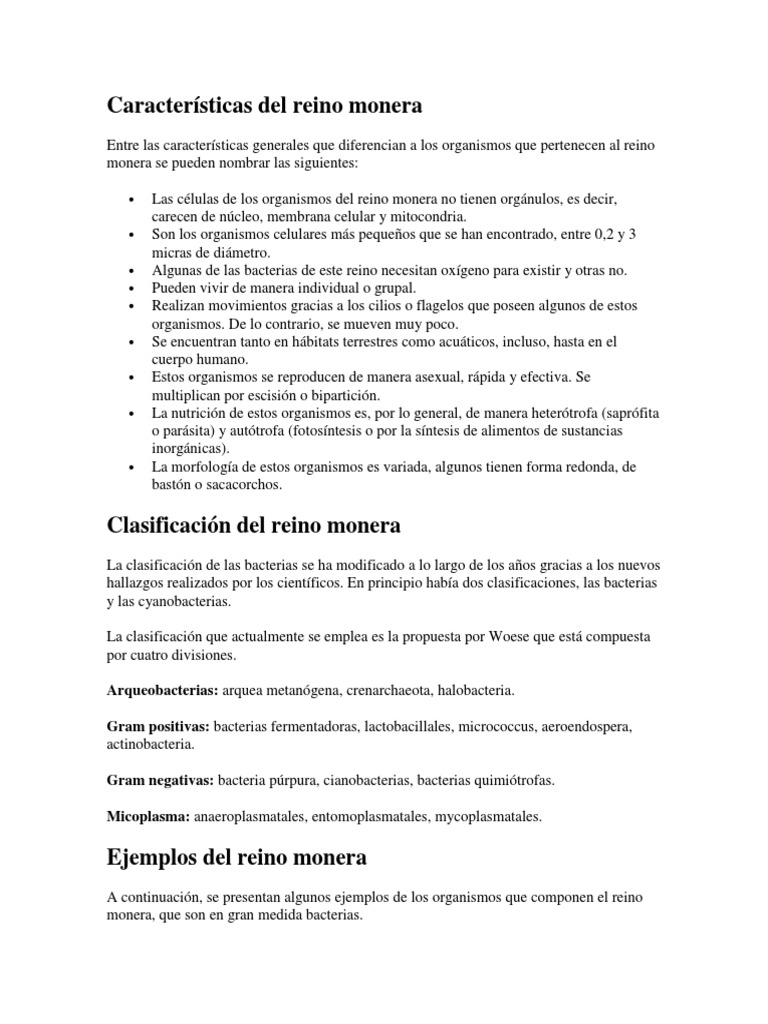 Reino Monera | PDF | Las bacterias | Organismos