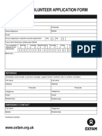 Oxfam Shop Volunteer Application Form A4