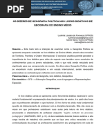 OS DÍZERES DE GEOGRAFIA POLÍTICA NOS LIVROS DIDÁTICOS DE GEOGRAFIA DO ENSINO MÉDIO