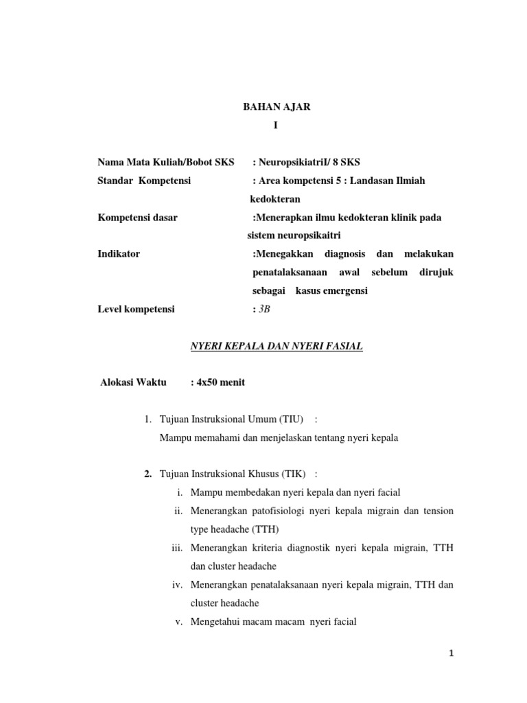 Bahan Ajar Nyeri Kepala Pdf